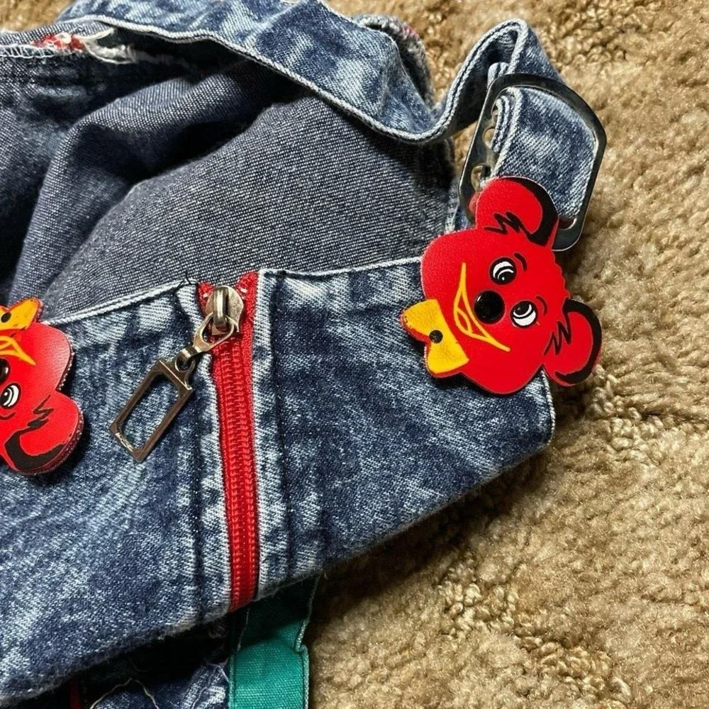 Vintage Kids Size 2T Blue Colorful Overalls Made in Taiwan‎
